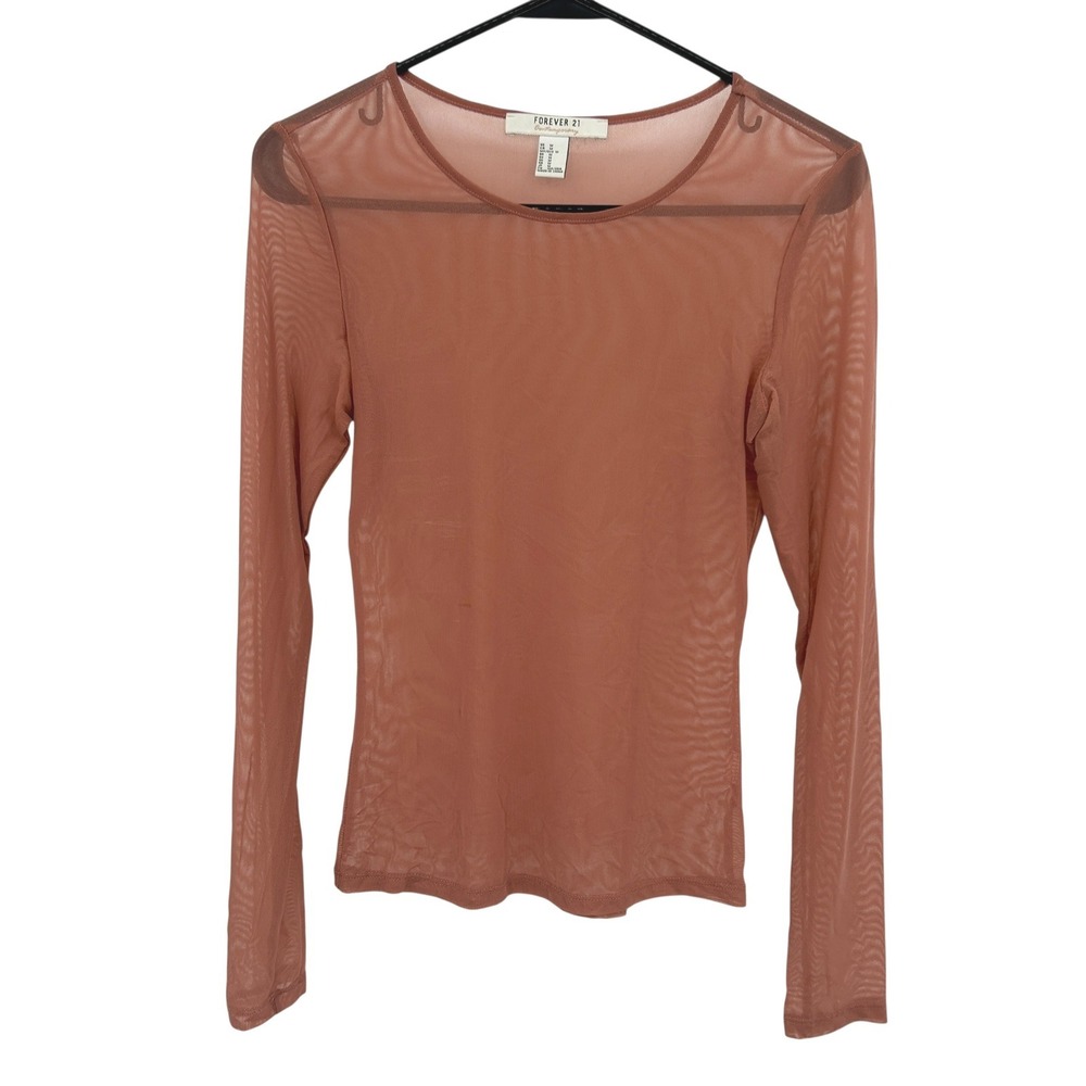 Sheer Brown Mesh Long Sleeve Top M Fairy Grunge Y2K Whimsigoth Festival Layering